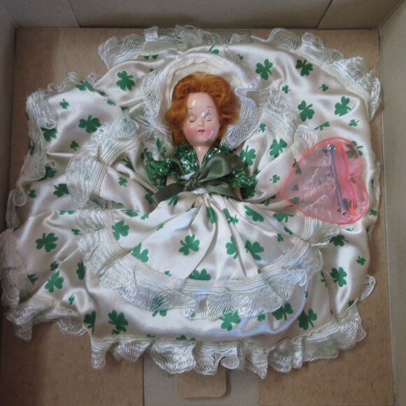 Dream Doll 7.5" Irish Shamrocks Dress Original Window Box 1950s - Picture 3 of 9